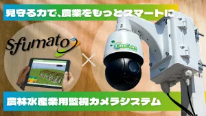 球状の監視カメラと、Web画面のSfumatoで画像を確認する様子