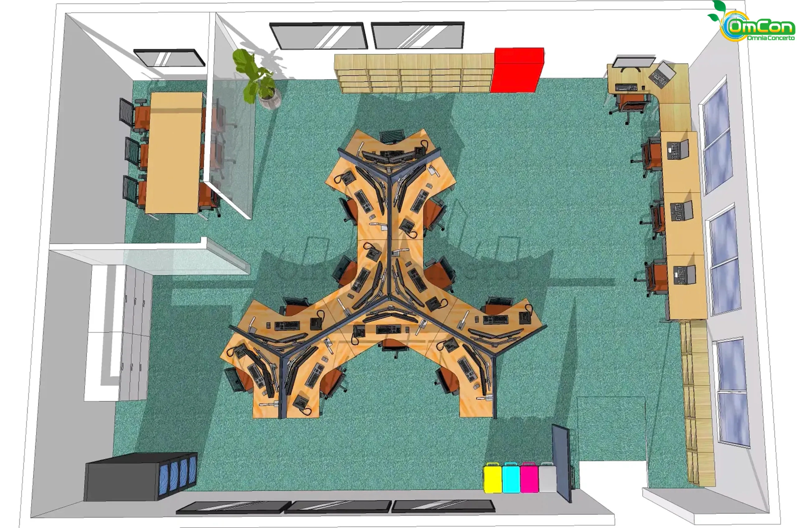 3Dモデリングされたオフィスレイアウト